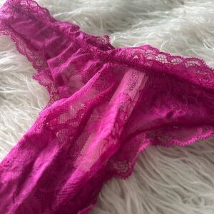 Victoria's Secret Fuchsia Lace Thong Panties